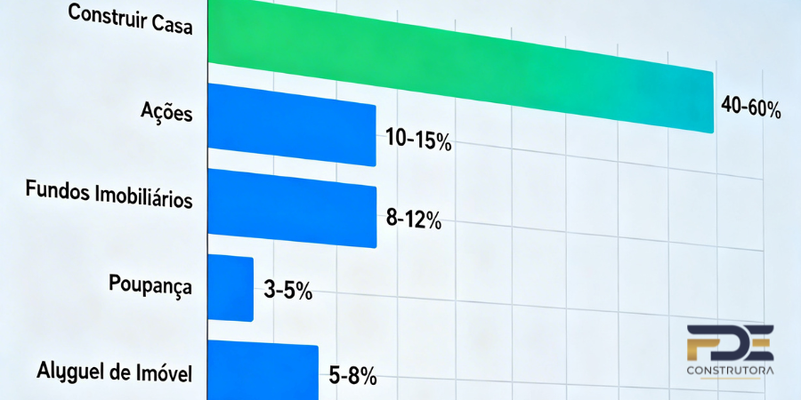 Comparação de retorno anual entre construir casas e outros investimentos